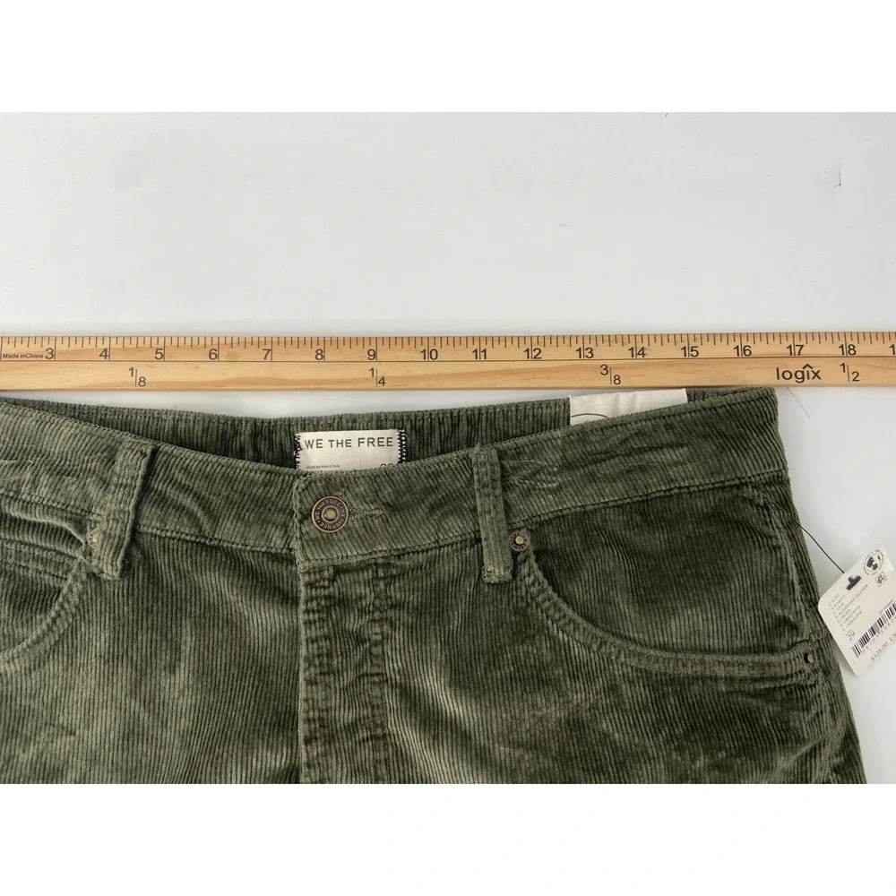 We The Free Pants Women 29 Moss Deep Trance Boyfriend Corduroy Barrel Leg